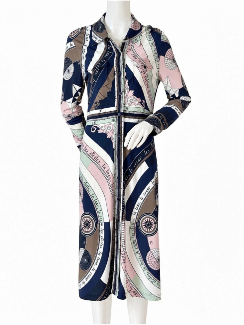 Tory Burch Scarf Print Button Front Midi Shirt Dress Size S